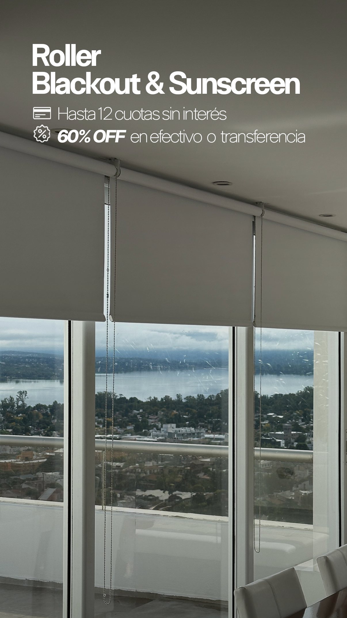 Cortinas Roller Blackout y Sunscreen